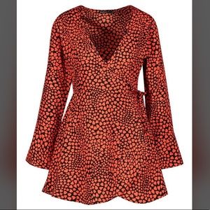 Woven Heart Print Wrap Dress, size 8, tags still attached